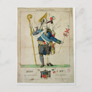 The Man with Six Heads', caricature of Charles Postcard