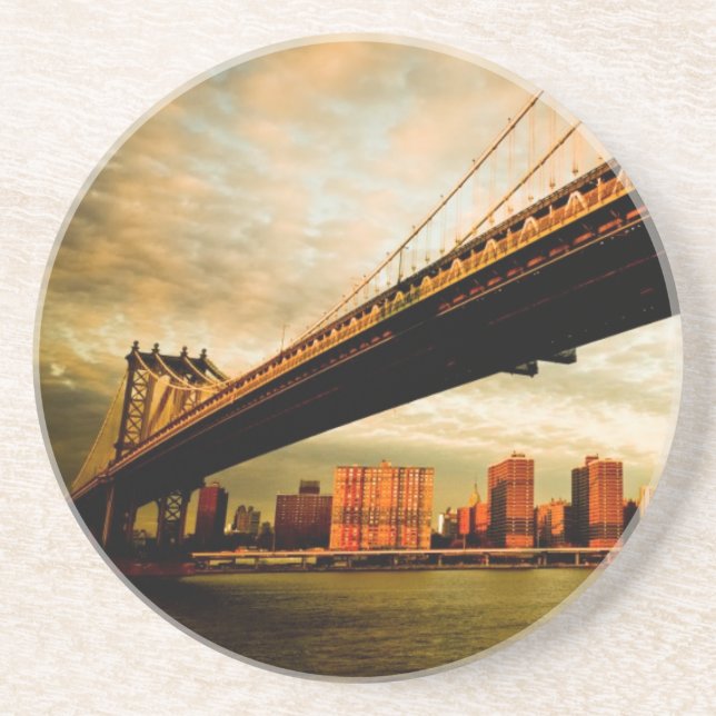 The Manhattan bridge view from Brooklyn side (NYC) Coaster (Front)