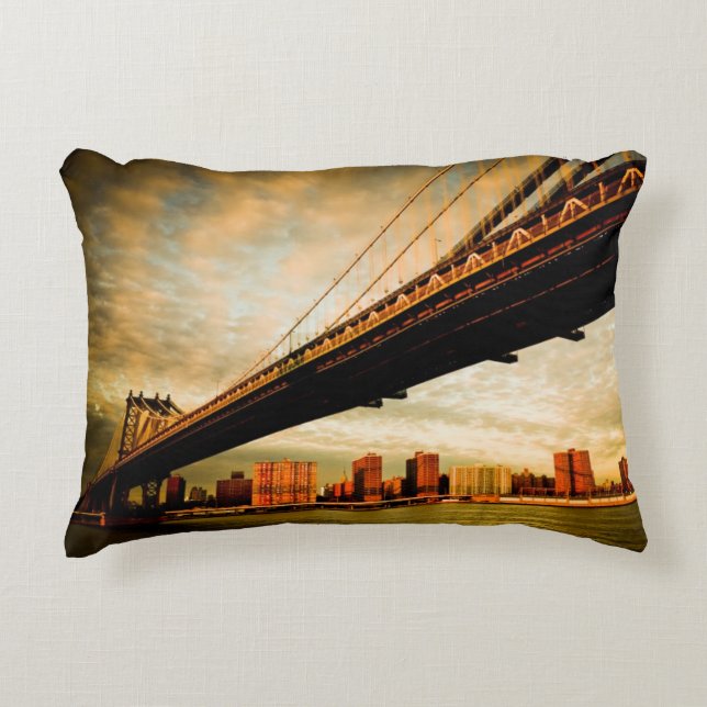The Manhattan bridge view from Brooklyn side (NYC) Decorative Cushion (Front)