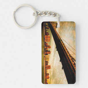 The Manhattan bridge view from Brooklyn side (NYC) Key Ring