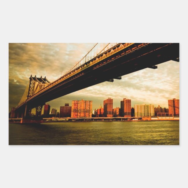 The Manhattan bridge view from Brooklyn side (NYC) Rectangular Sticker (Front)