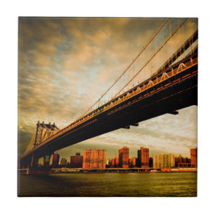 The Manhattan bridge view from Brooklyn side (NYC) Tile