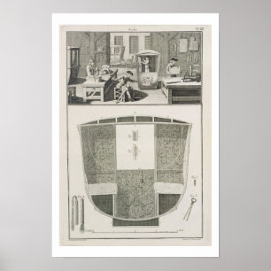 The manufacture of a sedan chair in a coachbuilder poster