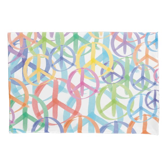 The Many Colours of Peace Signs Pillowcase (Front)