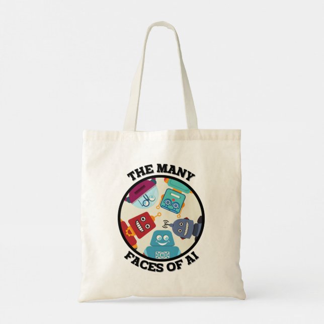 The Many Faces of AI (Artificial Intelligence) Tote Bag (Back)