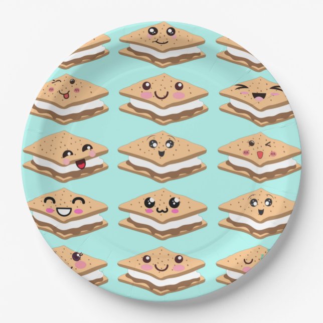 The many faces of s'mores paper plate (Front)