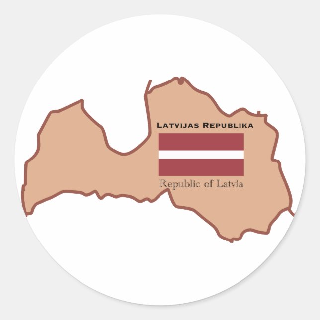 The Map and Flag of Latvia Classic Round Sticker (Front)