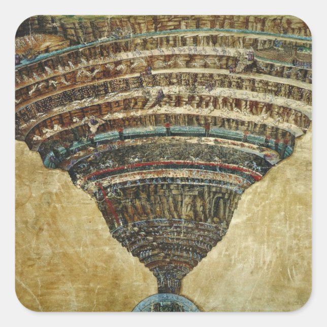 The Map of Hell, Abyss of Hell - Sandro Botticelli Square Sticker (Front)