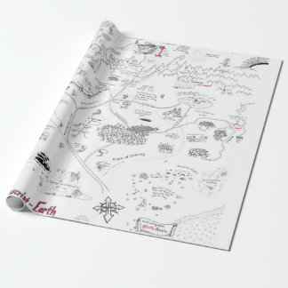 The Map of Manuscript Earth Wrapping Paper