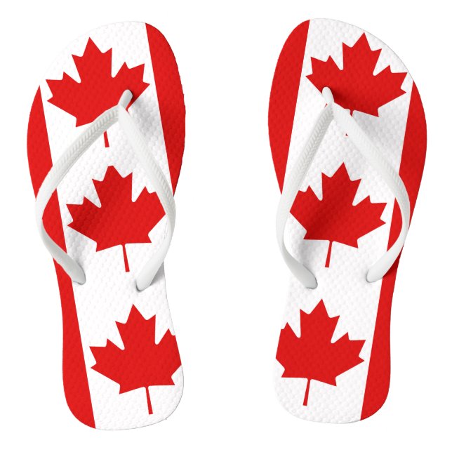 The Maple Leaf flag of Canada Flip Flops (Footbed)