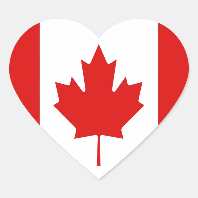 The Maple Leaf flag of Canada Heart Sticker (Front)