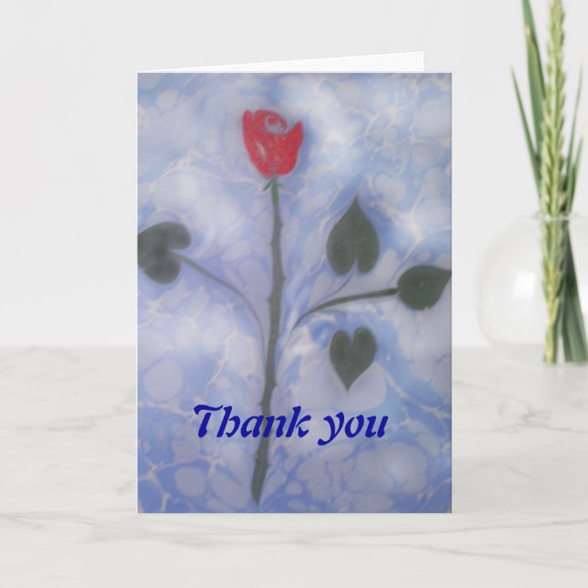 The marbling of art red rose thank you card (Front)