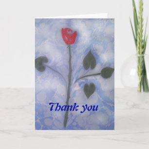 The marbling of art red rose thank you card