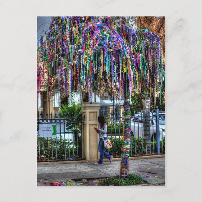 The Mardi Gras Bead Tree Postcard (Front)