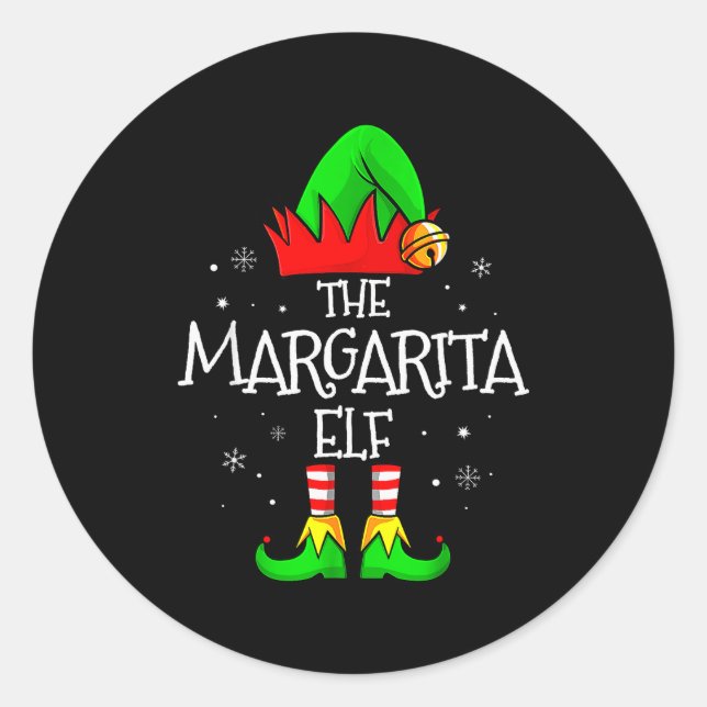 The Margarita Elf Matching Family Christmas Mens W Classic Round Sticker (Front)