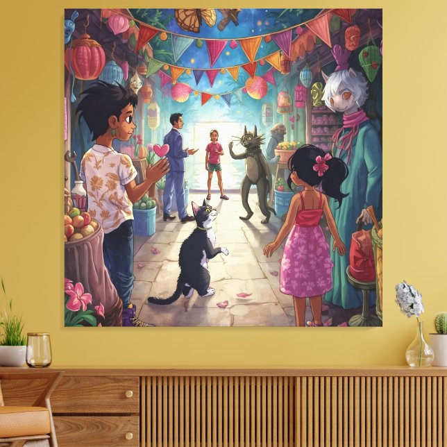 The Market Between Worlds Canvas Print (Insitu(LivingRoom))