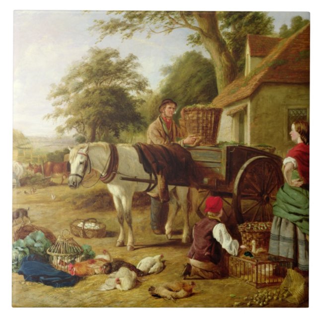 The Market Cart, 1864 (oil on canvas) Tile (Front)