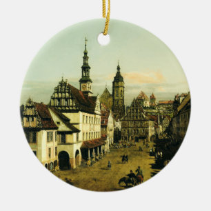 The Marketplace at Pirna by Bernardo Bellotto Ceramic Tree Decoration
