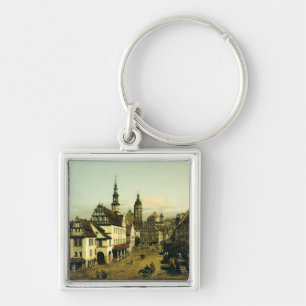 The Marketplace at Pirna by Bernardo Bellotto Key Ring