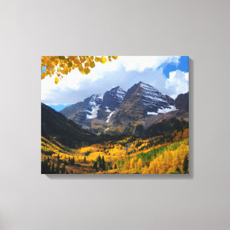 The Maroon Bells in Autumn Gold Canvas Print