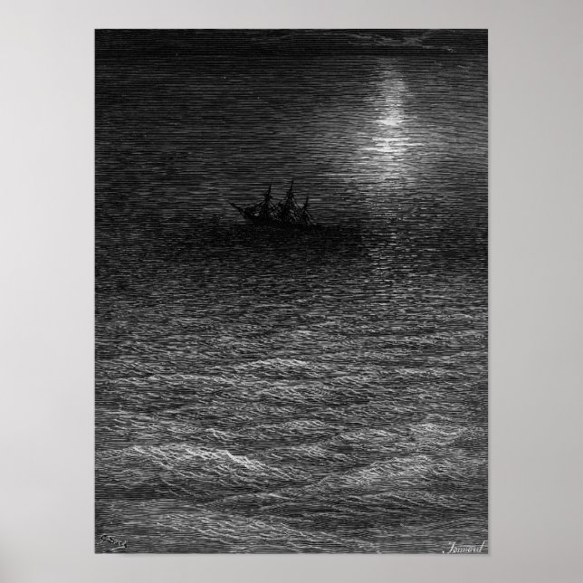 The marooned ship in a moonlit sea poster (Front)