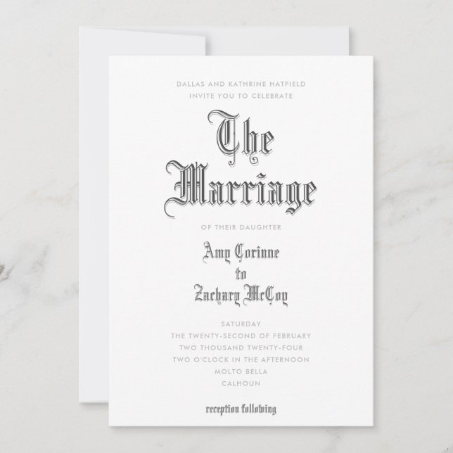 The Marriage Blackletter Wedding Invitation (Front)