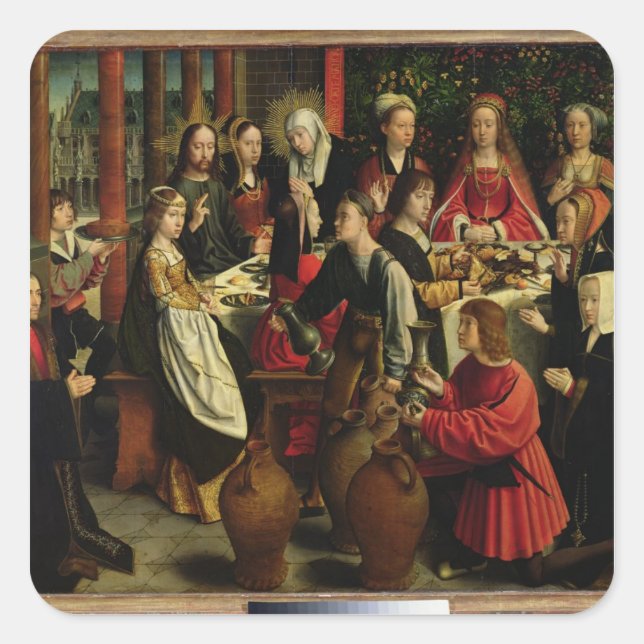 The Marriage Feast at Cana, c.1500-03 Square Sticker (Front)