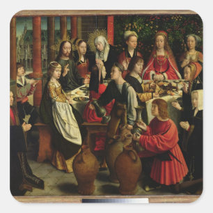 The Marriage Feast at Cana, c.1500-03 Square Sticker