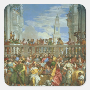 The Marriage Feast at Cana, c.1562 (oil on canvas) Square Sticker