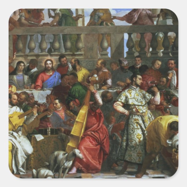 The Marriage Feast at Cana, detail of musicians an Square Sticker (Front)