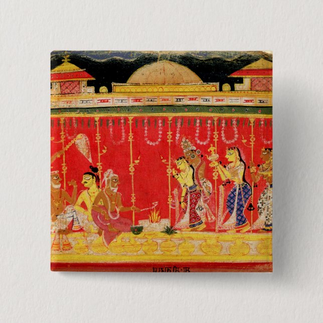 The Marriage of Krishna's Parents, from a disperse 15 Cm Square Badge (Front)