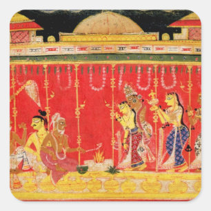 The Marriage of Krishna's Parents, from a disperse Square Sticker