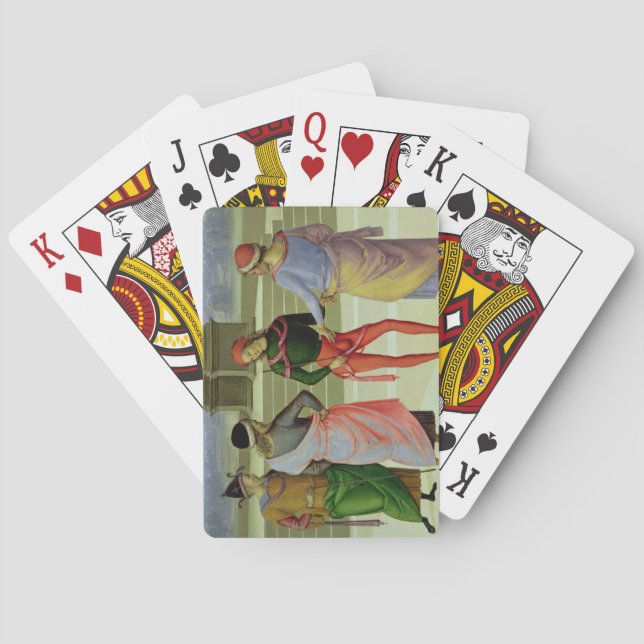 The Marriage of the Virgin, detail of four men in Playing Cards (Back)