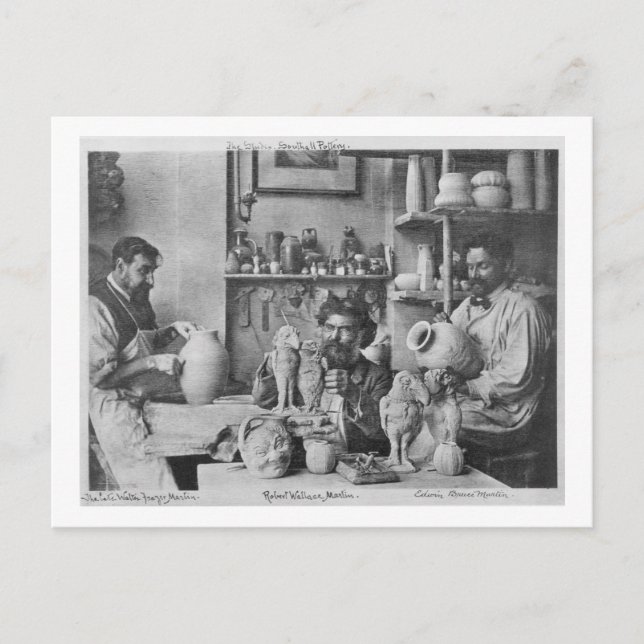 The Martin brothers in the studio at the Southall Postcard (Front)