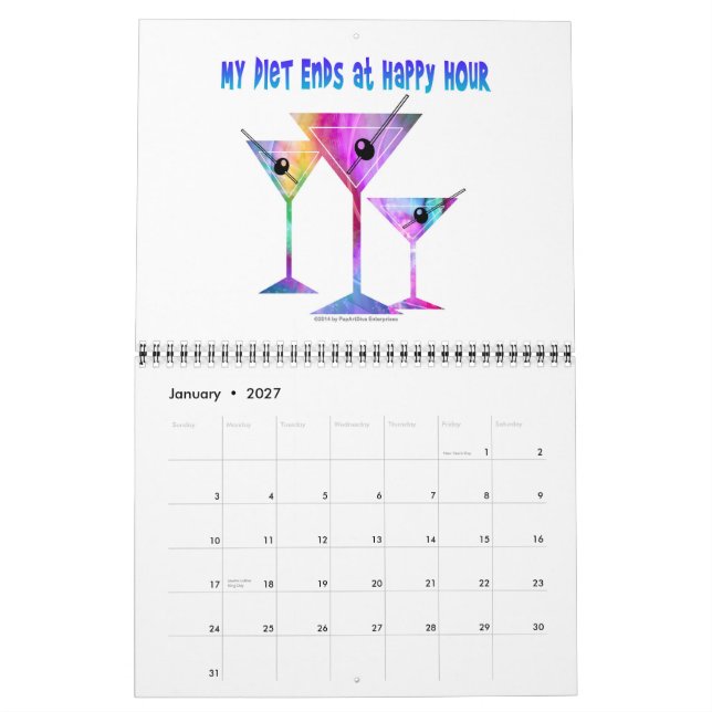 The Martini Diva Cocktail Calendar (Jan 2027)