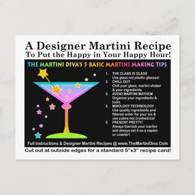 The Martini Diva's 5 Basic Martini Tips Postcard (Front)