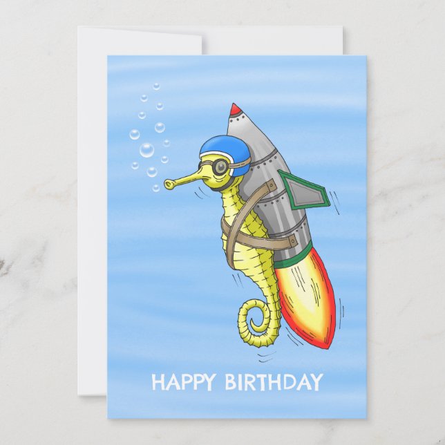 The Marvellous Yellow Rocket Seahorse Card (Front)