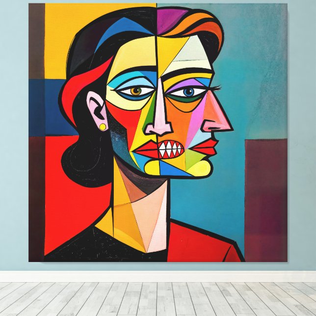 The Mask and the Monster - Portrait of a Deceiver Canvas Print (Insitu(Wood Floor))