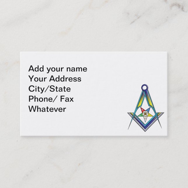 The Masonic/OES Card (Front)