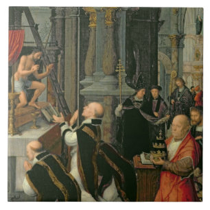 The Mass of St. Gregory (oil on canvas) Tile