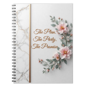 The Master Plan Luxe Marble & Floral Wedding Notebook