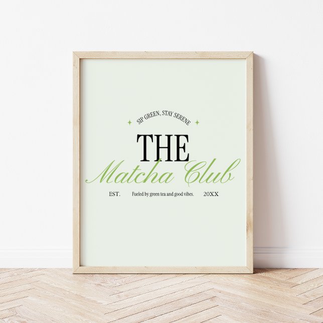 'The Matcha Club' Green Retro Script Poster (Creator Uploaded)