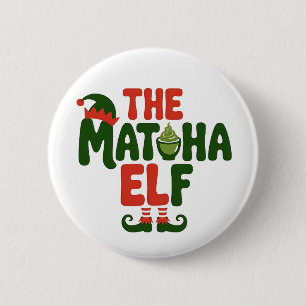 The Matcha Elf Funny Christmas Matcha Drink 6 Cm Round Badge