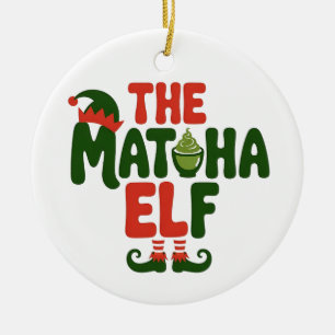 The Matcha Elf Funny Christmas Matcha Drink Ceramic Tree Decoration