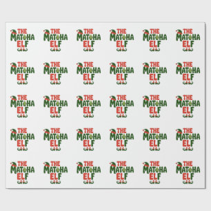The Matcha Elf Funny Christmas Matcha Drink Wrapping Paper