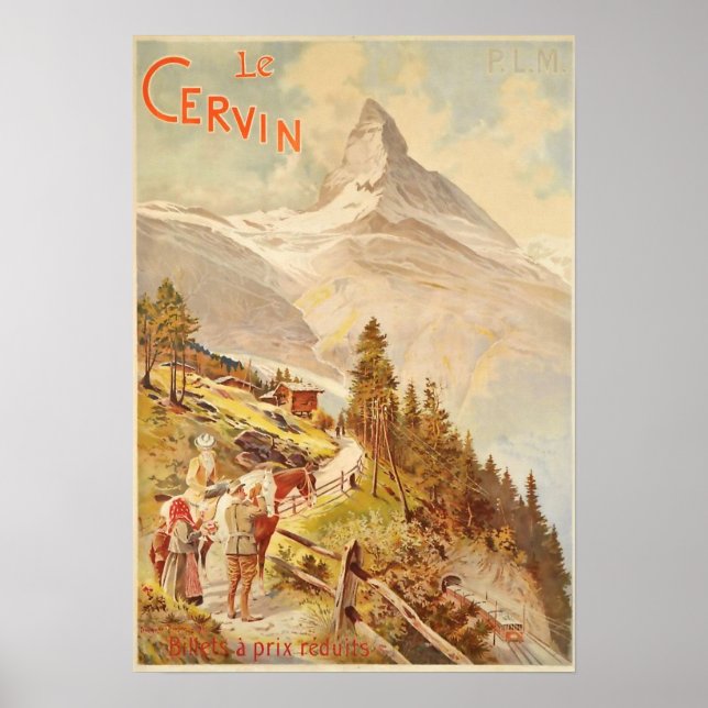 The Matterhorn Le Cervin Vintage Travel Poster (Front)