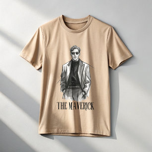 The Maverick Stylish Men's Sketch   Bold Minimalis T-Shirt