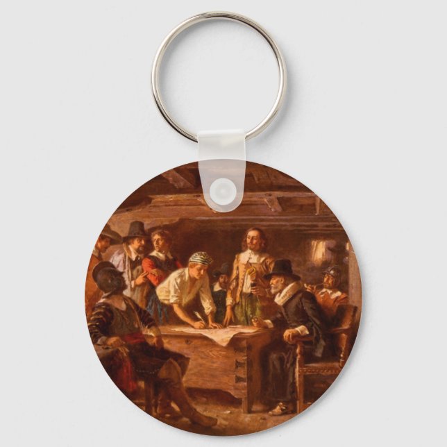 The Mayflower Compact by Jean Leon Gerome Ferris Key Ring (Front)