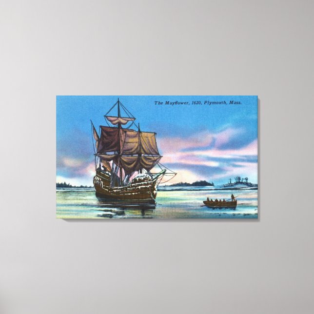 The Mayflower Landing in 1620 Scene Canvas Print (Front)