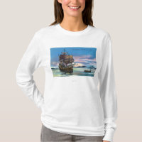 The Mayflower Landing in 1620 Scene
